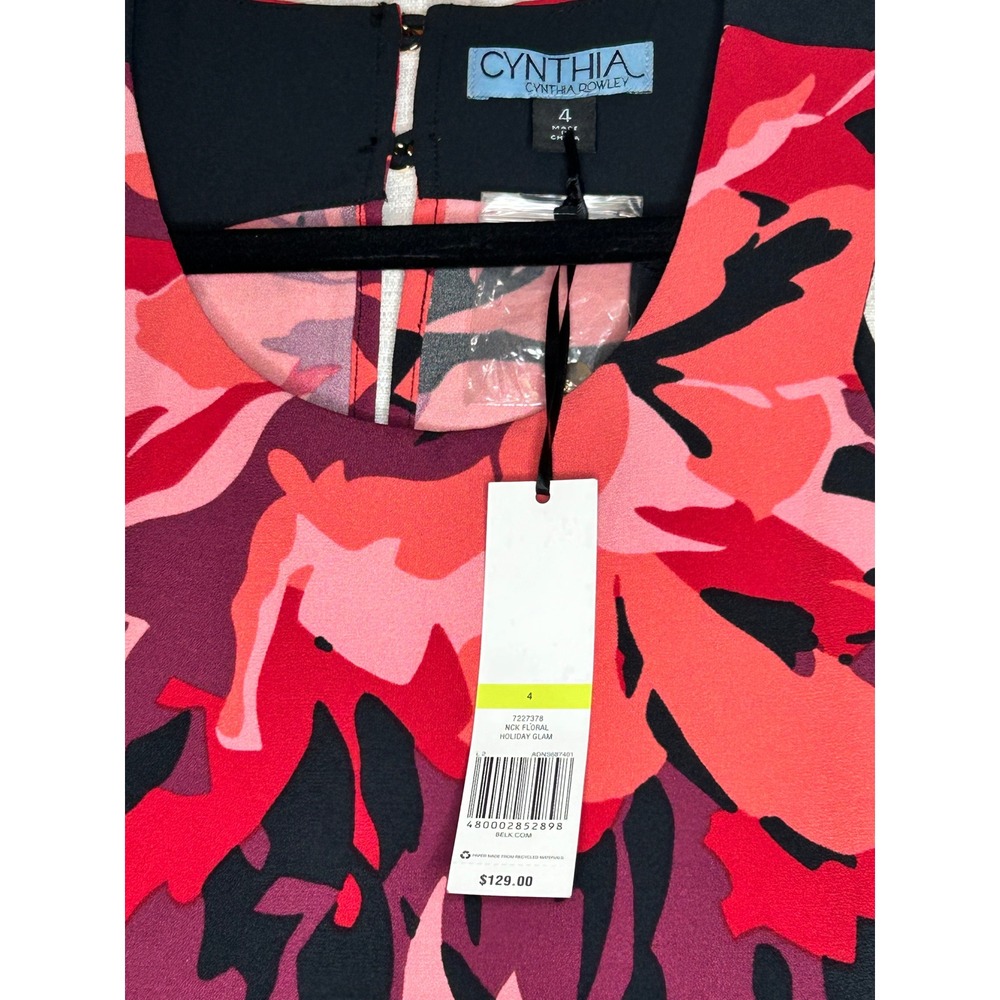 Cynthia Rowley Black Floral Bib Layered Jumpsuit NWT Holiday Glam Size 4 - Picture 3 of 8